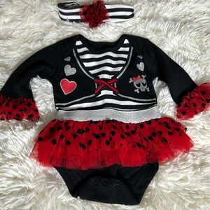 Baby Girl Halloween Costume Onesie with matching headband Size 0-3 months